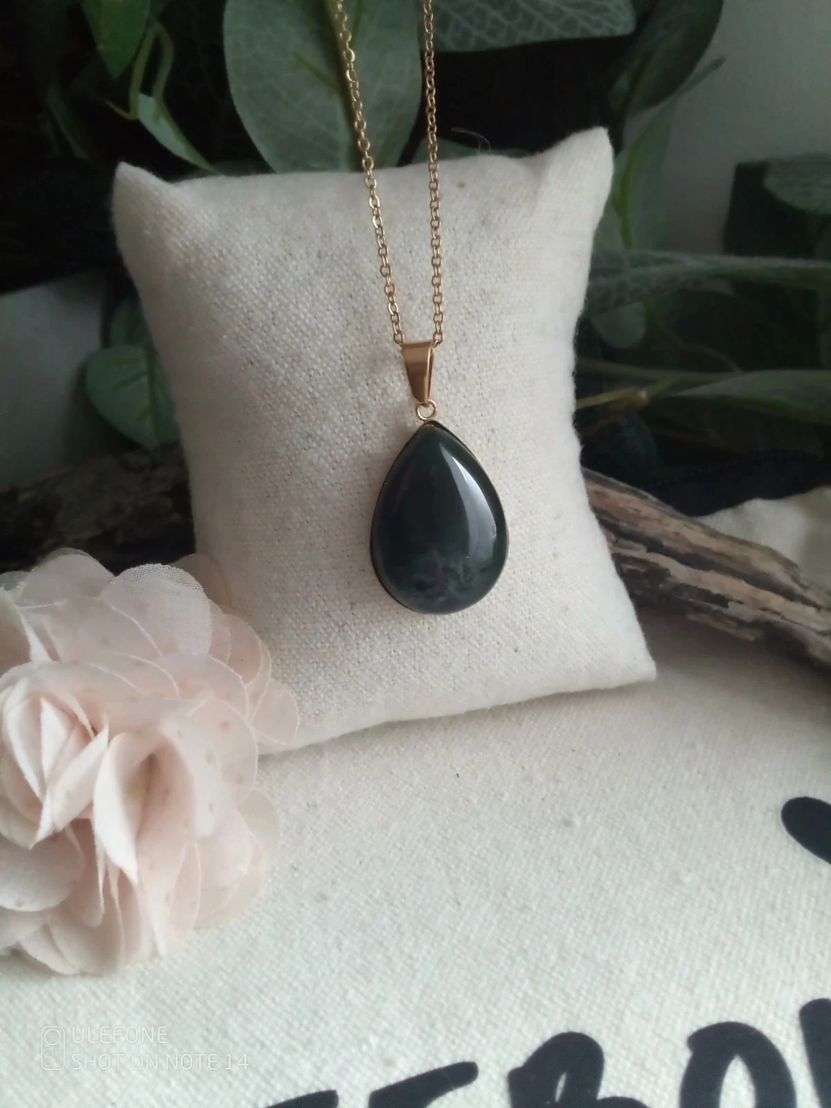 Collier pierre d'agate mousse naturelle